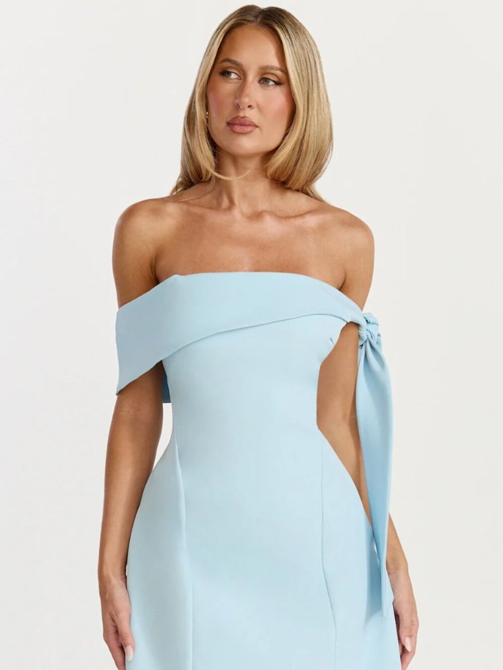 SHOWPO Cecilia Mini Dress in Pale blue crepe